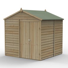 7x7 Forest 4Life Overlap Windowless Apex Shed with Double Doors - isolated with doors closed