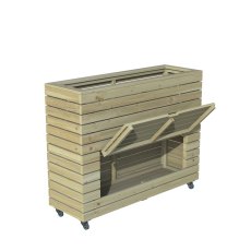 3'11x1'4 Forest Linear Tall Wooden Garden Planter with Storage and Wheel - White Background, Pain