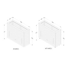 3'11x1'4 Forest Linear Tall Wooden Garden Planter with Storage and Wheel - Dimensions