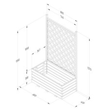 1 x 3 Forest Trellis Planter - Dimensions