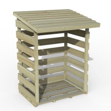 3 x 3 Forest Compact Pent Log Store - White Background, In Situ