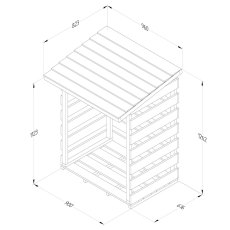 3 x 3 Forest Compact Pent Log Store - Dimensions