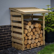 3 x 3 Forest Compact Pent Log Store - In Situ, Left-Hand Side