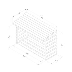 3 x 6 Forest Large Pent Log Store - Dimensions