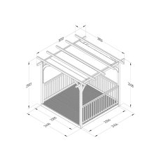 Forest Ultima Pergola and Decking Kit 3x Balustrade with Canopy - Dimensions