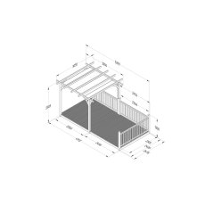 8 x 16 Forest Pergola Deck Kit with Retractable Canopy No. 7 - Dimensions