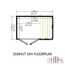 6x4 Shire Shiplap Apex Sun Hut Potting Shed - footprint