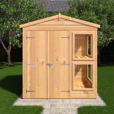 6 X 4 Shire Shiplap Apex Sun Hut Potting Shed - in situ, front view