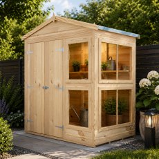 6 X 4 Shire Shiplap Apex Sun Hut Potting Shed - in situ