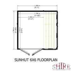 6x6 Shire Shiplap Apex Sun Hut Potting Shed - footprint