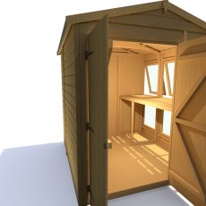 6x6 Shire Shiplap Apex Sun Hut Potting Shed - isolated internal view