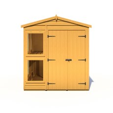 6x6 Shire Shiplap Apex Sun Hut Potting Shed - isolated front view - doors closed