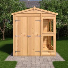 6 x 6 Shire Shiplap Apex Sun Hut Potting Shed - in situ, front view