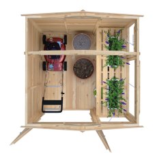6 x 6 Shire Shiplap Apex Sun Hut Potting Shed - in situ. top view