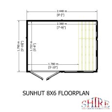 8x6 Shire Sun Hut Shiplap Apex Potting Shed - floor plan