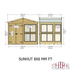 8x6 Shire Sun Hut Shiplap Apex Potting Shed - dimensions