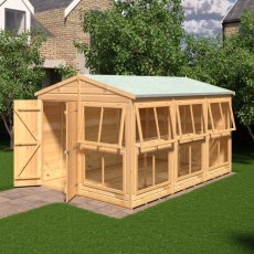 8x12 Shire Sun Hut Potting Shed showing side door and full-length glazed potting windows