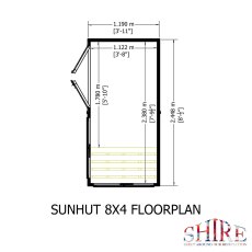 8x4 Shire Sun Hut Shiplap Apex Potting Shed - footprint