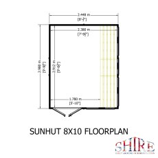 8x10 Shire Sun Hut Shiplap Apex Potting Shed - footprint