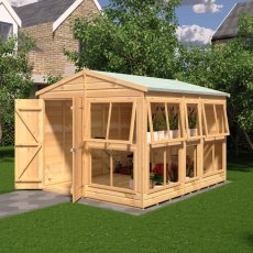 8x10 Shire Sun Hut Potting Shed showing side door and large glazed potting windows