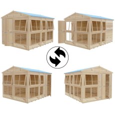 8x10 Shire Sun Hut Potting Shed showing alternative door and window configurations