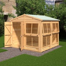 8x8 Shire Sun Hut Potting Shed showing side door and glazed potting area