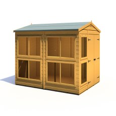 6x8 Shire Shiplap Apex Sun Hut Potting Shed - isolated angle view