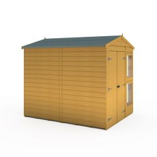6x8 Shire Shiplap Apex Sun Hut Potting Shed -- isolated side view - windowless side