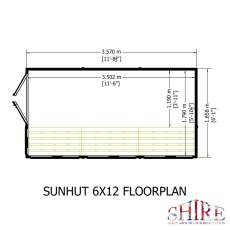6x12 Shire Sun Hut Shiplap Apex Potting Shed - footprint