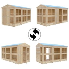 6x12 Shire Sun Hut Potting Shed showing alternative door and window configurations