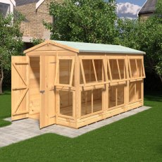 6x12 Shire Sun Hut Potting Shed showing side door and full-length glazed potting windows