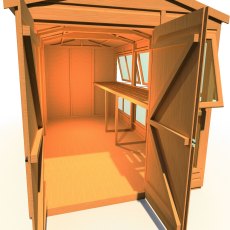 6x10 Shire Shiplap Apex Sun Hut Potting Shed - isolated internal view