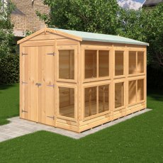 6 X 10 Shire Shiplap Apex Sun Hut Potting Shed - in situ, angle view
