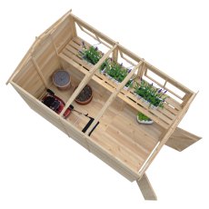 6 X 10 Shire Shiplap Apex Sun Hut Potting Shed - in situ, top view