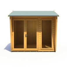 8x6 Shire Burghclere Summerhouse - front elevation with doors closed and located on the left hand side