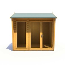 8x6 Shire Burghclere Summerhouse - front elevation with doors closed and located on the right hand side