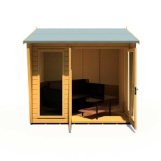 8 x 8 Shire Burghclere Summerhouse - front elevation with door open and located on the right hand side