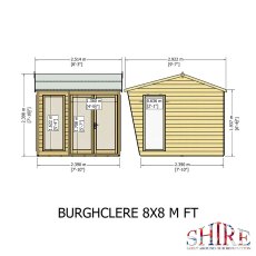 8 x 8 Shire Burghclere Summerhouse - dimensions