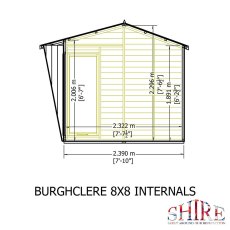 8 x 8 Shire Burghclere Summerhouse -  internal dimensions