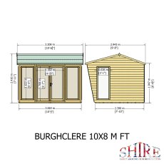 10 x 8 Shire Burghclere Summerhouse - Dimensions