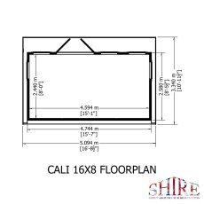 16 X 8 Shire Cali Insulated Garden Office - Footprint