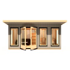 16 X 8 Shire Cali Insulated Garden Office - Front View, Doors Open