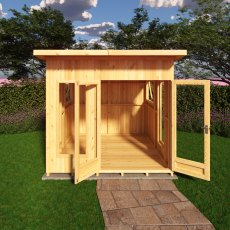 Shire Miami 8x10 Summerhouse - in situ, front view, doors open