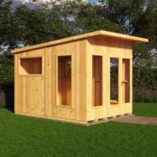 Shire Miami 8x10 Summerhouse - in situ, side angle view