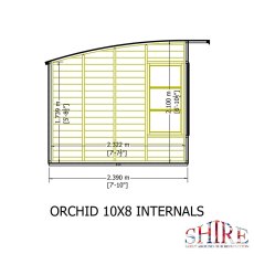 10x8 Shire Orchid Summerhouse - dimensions for side elevation