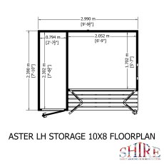 10x8 Shire Aster Summerhouse with Side Storage - Footprint, Left Hand Storage