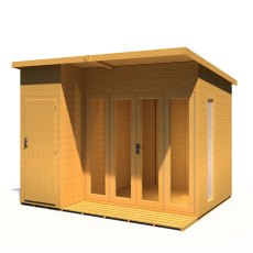 10x8 Shire Aster Summerhouse with Side Storage - In Situ, Doors Closed