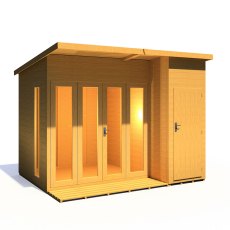 10x8 Shire Aster Summerhouse with Side Storage - In Situ, Doors Closed