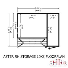 10x8 Shire Aster Summerhouse with Side Storage - Footprint, Right Hand Storage
