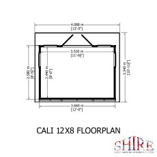 12 x 8 Shire Cali Insulated Garden Office - Footprint